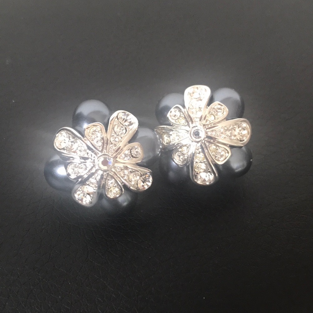 St. John Clip on blue and silver earrings